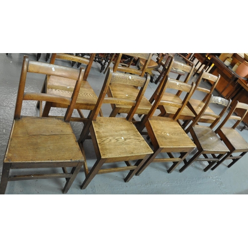 491 - Collection of similar early 19th century oak bar back farmhouse kitchen chairs.  (9)  (B.P. 21% + VA... 