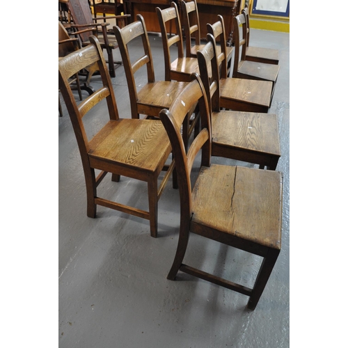 491 - Collection of similar early 19th century oak bar back farmhouse kitchen chairs.  (9)  (B.P. 21% + VA... 