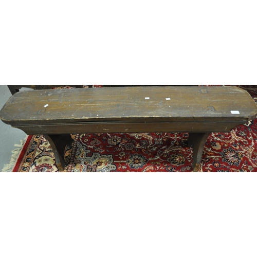 500 - Rustic stained pine bench with shaped sides.  (B.P. 21% + VAT)