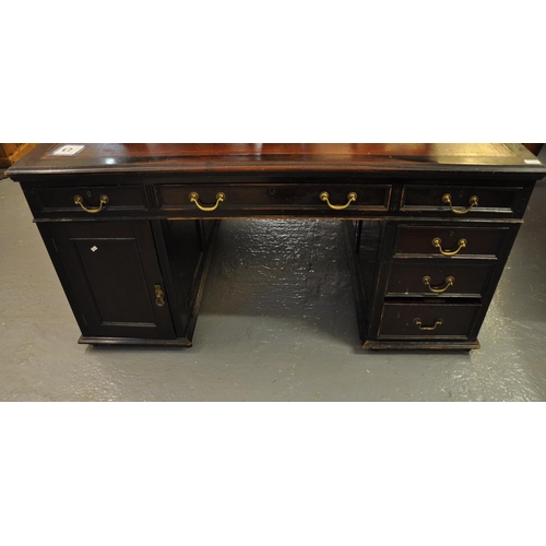 525 - Late 19th early 20th century stained mahogany solicitor's partners desk.  (B.P. 21% + VAT)