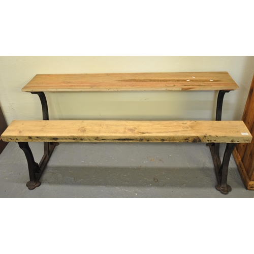 529 - Early 20th century child's double desk/bench with cast iron frame.  (B.P. 21% + VAT)