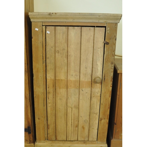 536 - Late Victorian pine single door blind panelled free standing cupboard, now converted to a wardrobe w... 