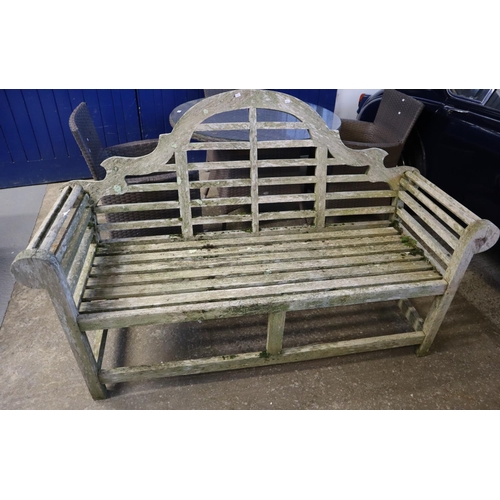 554 - Modern weathered teak 'Lutyens' style bench.    (B.P. 21% + VAT)