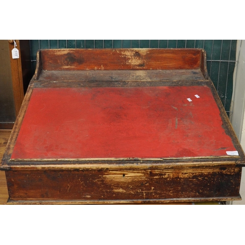 578 - Late 19th early 20th century stained pine fall front table top clerk's desk.   (B.P. 21% + VAT)