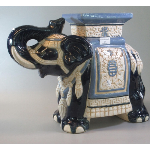 65 - Modern ceramic Chinese design conservatory seat or jardiniere in the form of an elephant.
(B.P. 21% ... 