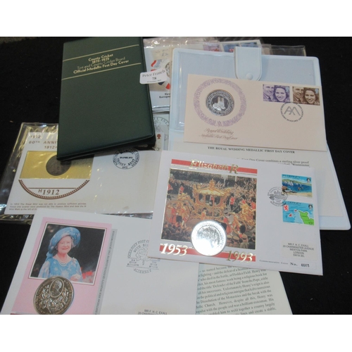 78 - Mostly British selection of coin covers, including 1973 cricket and Royal Wedding, in special cases ... 