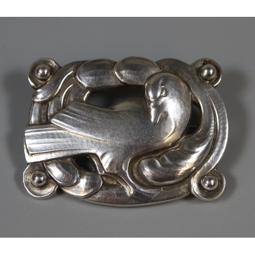 268 - Georg Jensen, stamped 'Denmark 830S, 209', Danish silver dove of peace brooch.   (B.P. 21% + VAT)