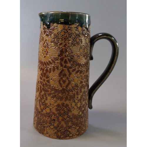 100 - Late 19th Century Doulton Burslem stoneware tapering single handled jug with mottled foliate decorat... 