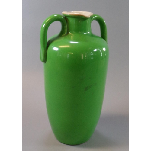 102 - Late 19th/early 20th Century Doulton stoneware green ground two handled jug or vase with double spou... 