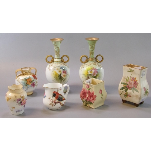 109 - Collection of Royal Doulton and Doulton Burslem items to include: pair of floral vases, miniature fl... 