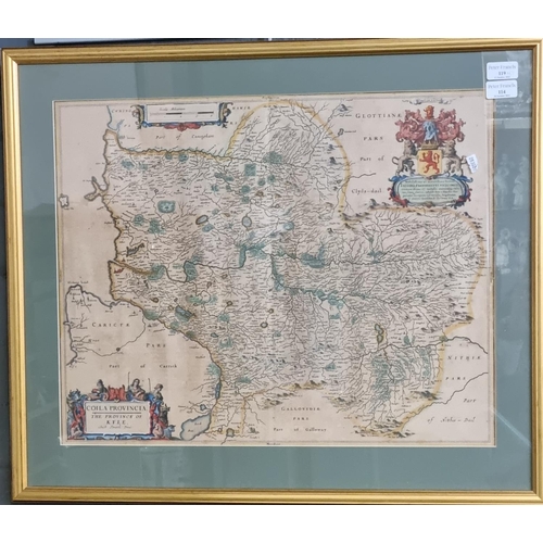 114 - Timothy Pont, original 17th Century map of the Scottish county of Kyle, sparsely coloured. Provenanc... 