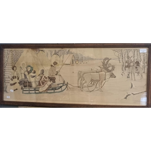 115 - After Midderigh, study of Lap Landers with reindeer, coloured print.  34x93cm approx.   (B.P. 21% + ... 