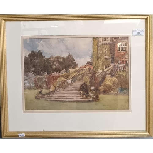 121 - Francis Browne Tighe, 'Terrace steps Normanhurst, West Sussex 1907', watercolours.  Framed and glaze... 