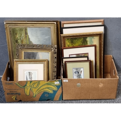 132 - Two boxes of assorted furnishing pictures, prints and paintings.  (2)   (B.P. 21% + VAT)