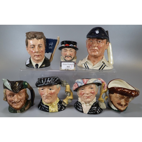 162 - Collection of seven Royal Doulton character jugs to include: Pearly King and Queen, 'Robin Hood', 'B... 