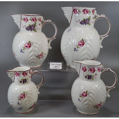 167 - Set of four graduated Coalport the Caughley mask head jugs, originally produced circa 1770. (4)
(B.P... 