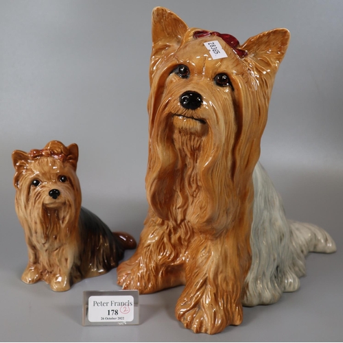 178 - Large Beswick 2377 fireside seated Yorkshire terrier, together with a Sylvac 5027 Yorkshire terrier.... 