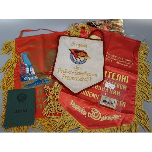 191 - Box file comprising original 'Cold War' period pennant and banners, to include: 'Brigade Der Deutsch... 