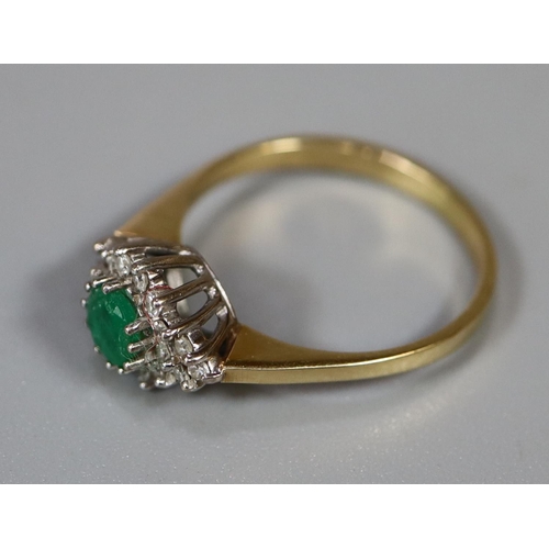 222 - 18ct gold emerald and diamond ring.  Ring size M&1/2.
Approx weight.
 (B.P. 21% + VAT)