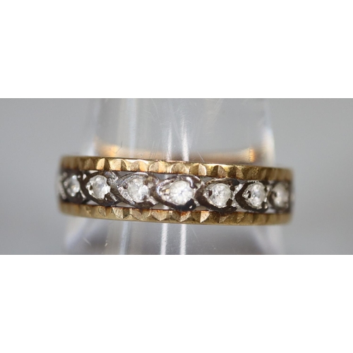 230 - 9ct gold and white stone eternity style ring (two stones missing).  Ring size S.  Approx weight 3.3 ... 