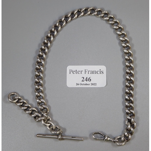 246 - A silver Albert chain with T bar.
(B.P. 21% + VAT)