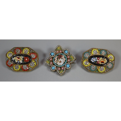 269 - Three millefiori foliate pin brooches.   (B.P. 21% + VAT)