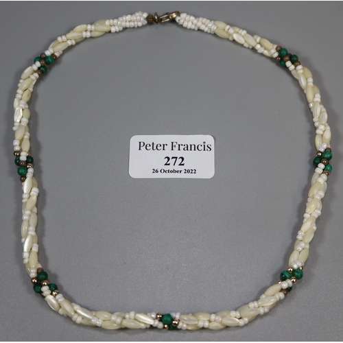 272 - Mother of Pearl and bead necklace.  (B.P. 21% + VAT)