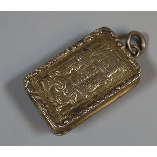 293 - Early 19th century Birmingham silver vinaigrette with engraved decoration and gilded and pierced int... 