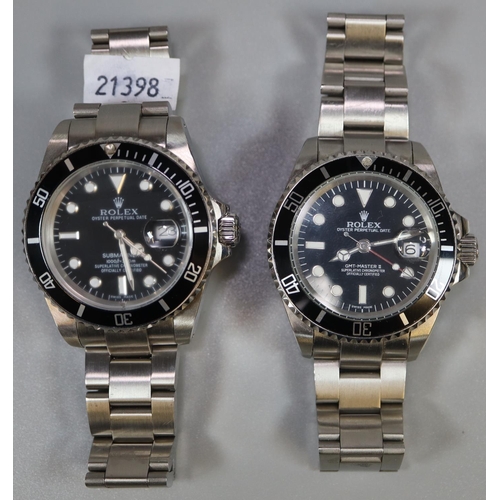 297 - Two similar stainless steel automatic facsimile gents wristwatches.   (B.P. 21% + VAT)