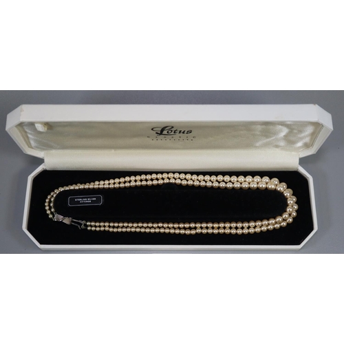 303 - Lotus Classic pearl necklace with sterling silver clasp in fitted box.  (B.P. 21% + VAT)