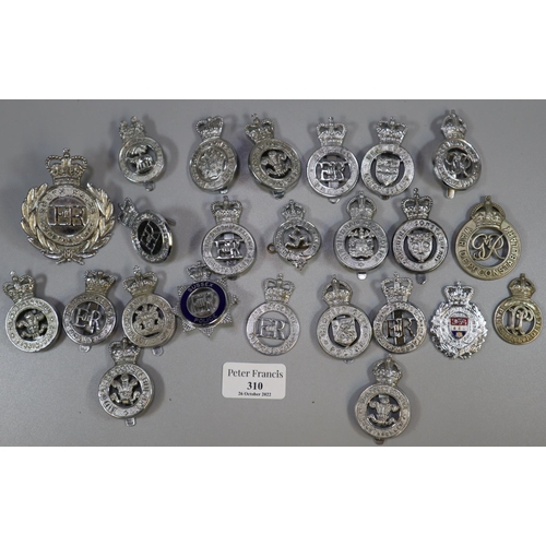 310 - Bag of police cap badges, to include: West Mercia, Birmingham City, Mid Wales, Sussex etc.  (B.P. 21... 