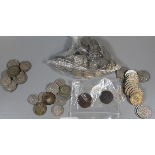 328 - Assorted GB coinage, mostly post 1947 and odd foreign coins.   (B.P. 21% + VAT)