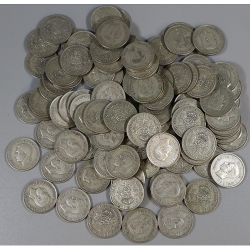 329 - Collection of pre 1947 silver Florins, 1940-1946.  99 approximately.   (B.P. 21% + VAT)