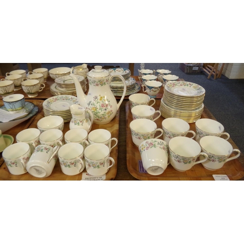 333 - Two trays of Royal Doulton 'Spring Glory' design H5061 floral tea and coffeeware to include: coffee ... 