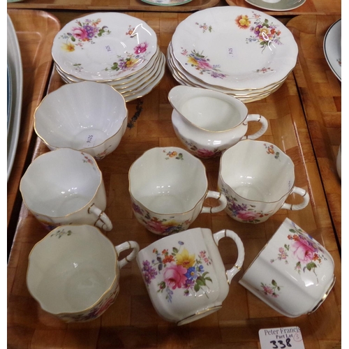 338 - Two trays of probably Continental transfer printed floral design teaware including: teacups, saucers... 