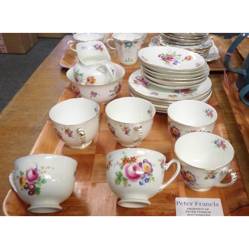 340 - Tray of Royal Doulton English china floral teaware to include: teacups and saucers, sandwich plates,... 