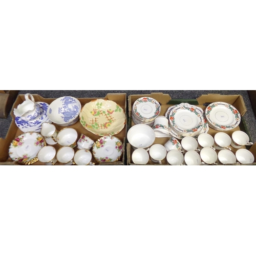 341 - Two boxes of china to include: Wetley china tea and dinnerware, Royal Stafford bone china rose desig... 