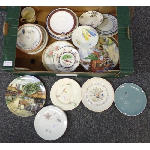 346 - Box of Royal Doulton miscellaneous plates: 'Coppice', collectors plates, 'Pompadour', 'Spindrift' et... 