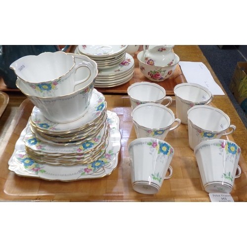 352 - Tray of Tuscan English china 'Plant' design floral and gilt Art Deco style teaware. 
(B.P. 21% + VAT... 