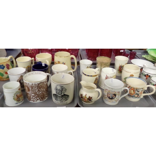 368 - Two trays of commemorative pottery mugs, tankards and cups to include: Marriage of Andrew & Sarah, C... 