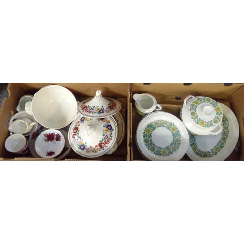 377 - Two boxes of china to include: Pontesa Spanish ironstone 'Castillian Collection' dinnerware: oval me... 