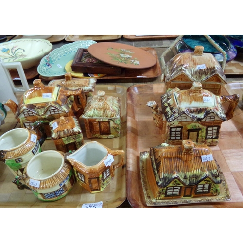 395 - Two trays of Price Kensington 'Cottage' ware items, to include: teapot, butter dish and cover, biscu... 