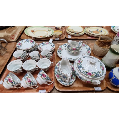 401 - Two trays of Booths 'Floradora' tea and dinnerware items.  (2)  (B.P. 21% + VAT)