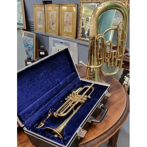 468 - Brass 'Boosey & Hawkes, York' international euphonium together with a cased 'Lafleur Boosey & Hawkes... 