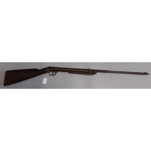 475 - Vintage underlever action air rifle.  un-named.  Damaged stock, stamped 'E Anson & Co. Steel House L... 