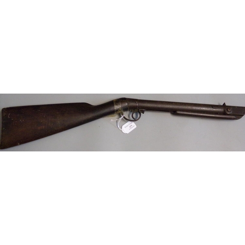 475 - Vintage underlever action air rifle.  un-named.  Damaged stock, stamped 'E Anson & Co. Steel House L... 