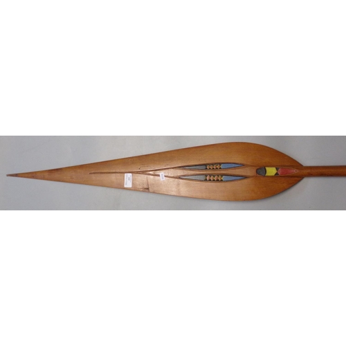 482 - 20th century painted hardwood, probably tribal paddle.  (B.P. 21% + VAT)