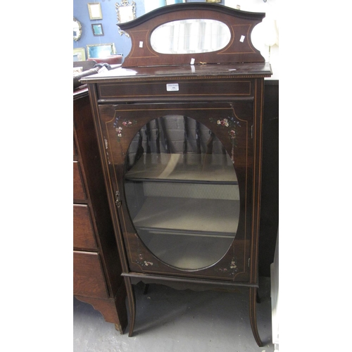 496 - Late 19th century mahogany inlaid single door glazed music/display cabinet.  (B.P. 21% + VAT)