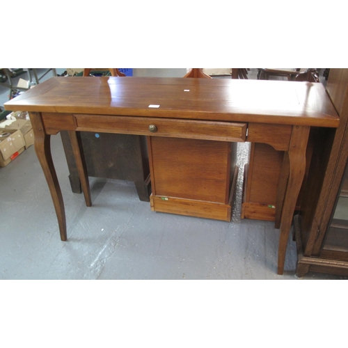 499 - Modern hardwood single drawer console table on shaped legs.  (B.P. 21% + VAT)