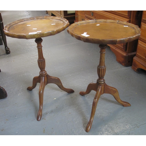 501 - Pair of walnut pie crust tripod wine tables.  (2)  (B.P. 21% + VAT)